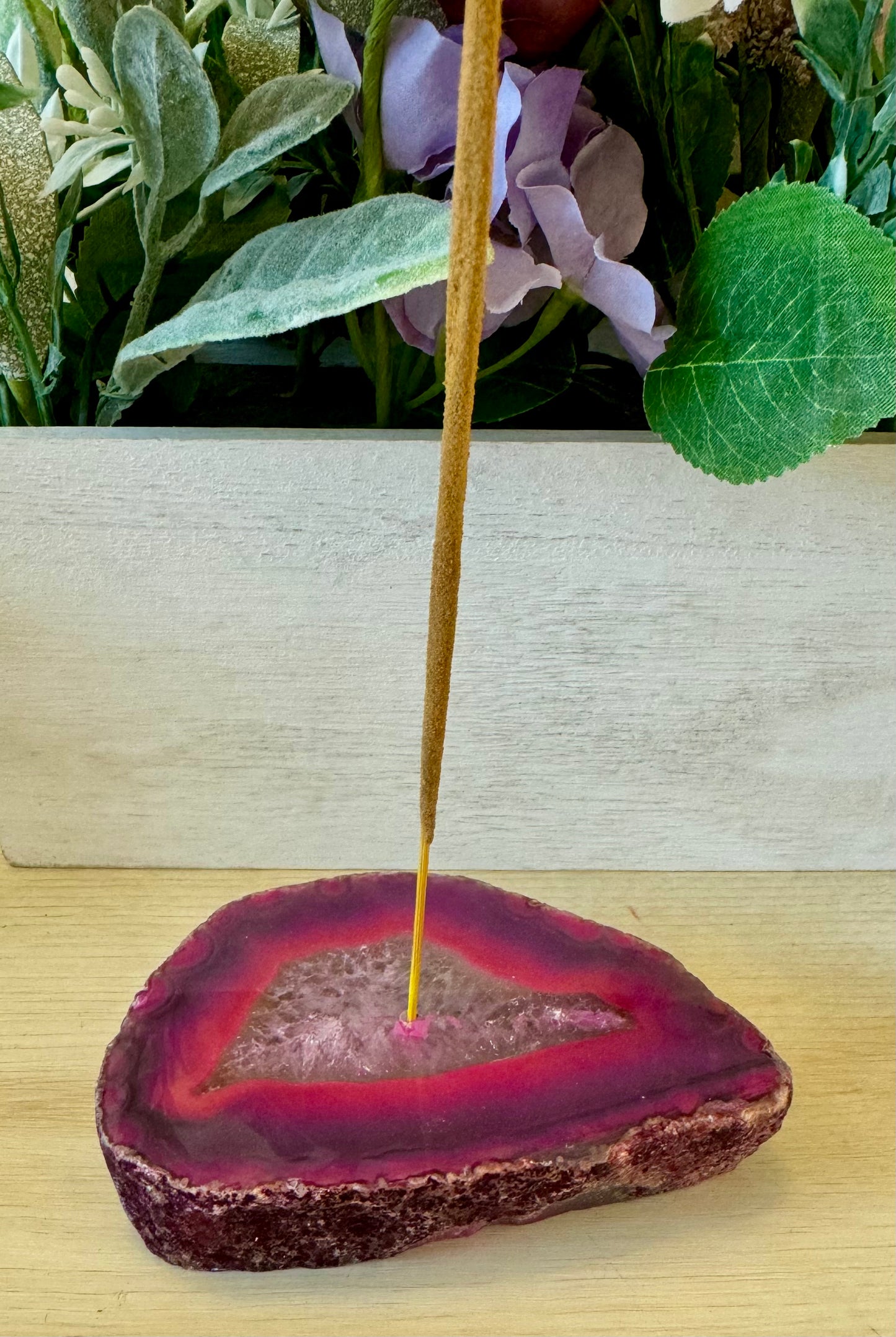 Pink Dyed Agate Incense Holder 1