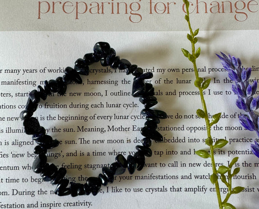 Blue Goldstone Chip Bracelet