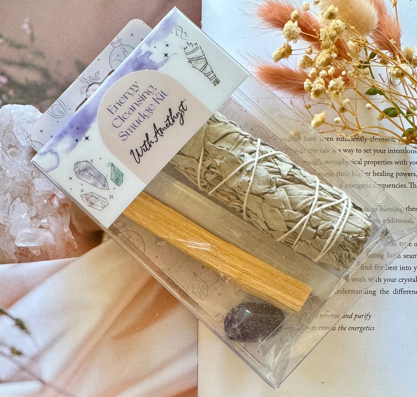 Energy Cleansing Smudge Kit With Amethyst