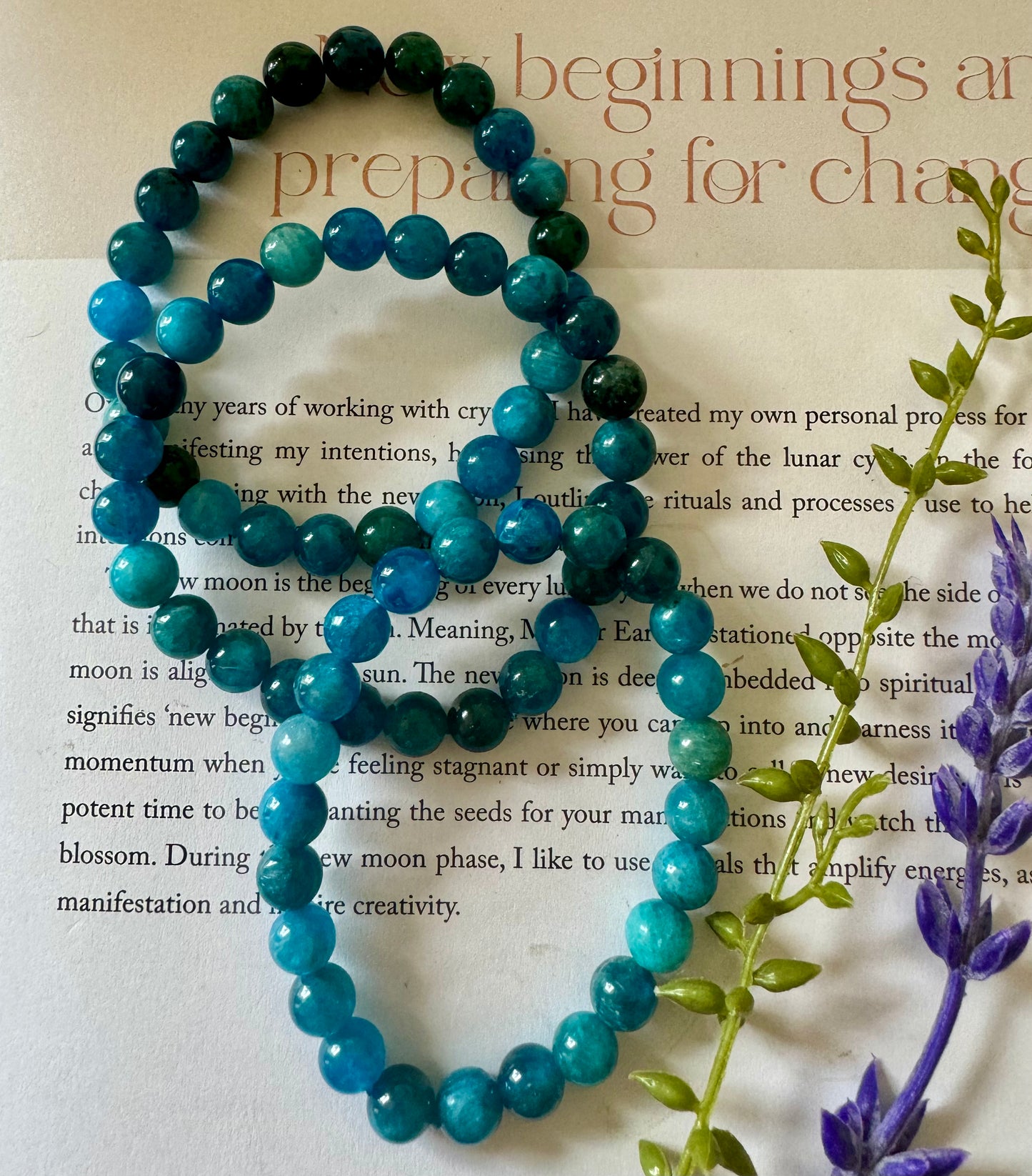 Blue Apatite Beaded Bracelet