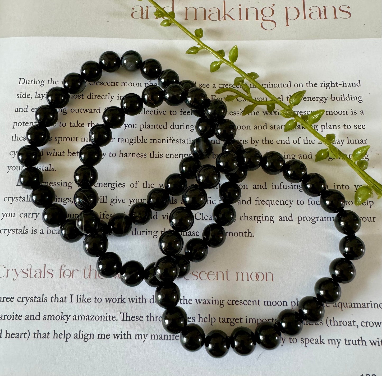 Black Agate Beaded Bracelet