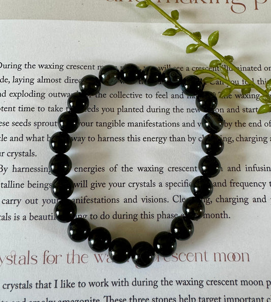 Black Agate Beaded Bracelet