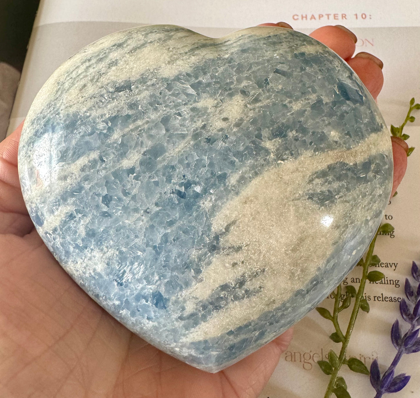 Large Blue Calcite Heart