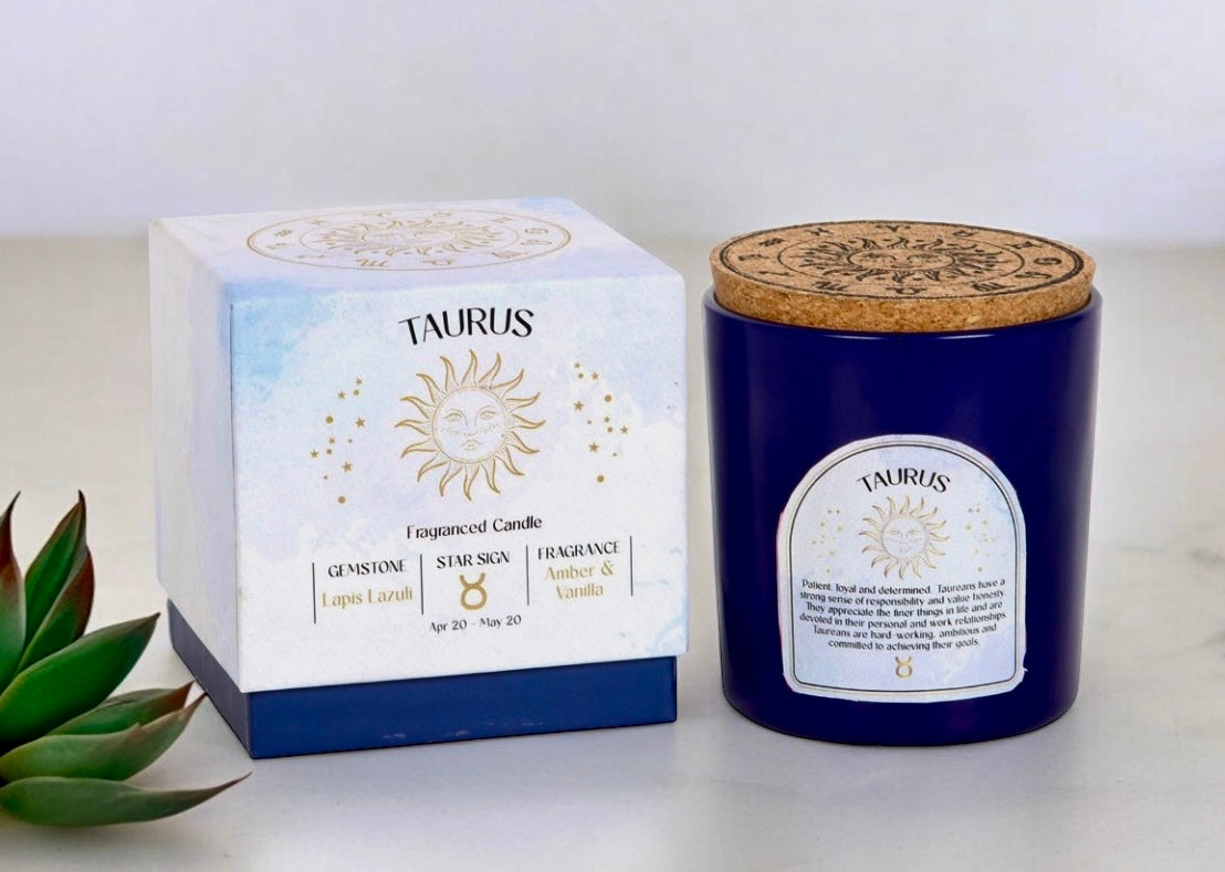 Taurus crystal infused candle