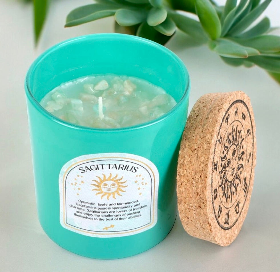 Sagittarius crystal infused candle