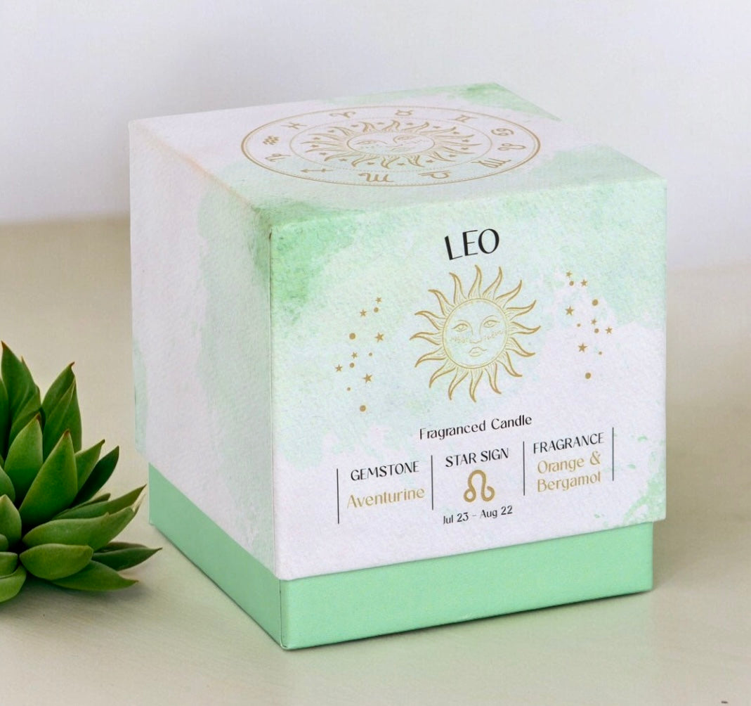 Leo crystal infused candle