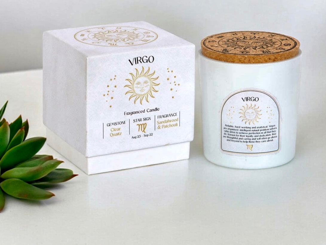 Virgo crystal infused candle