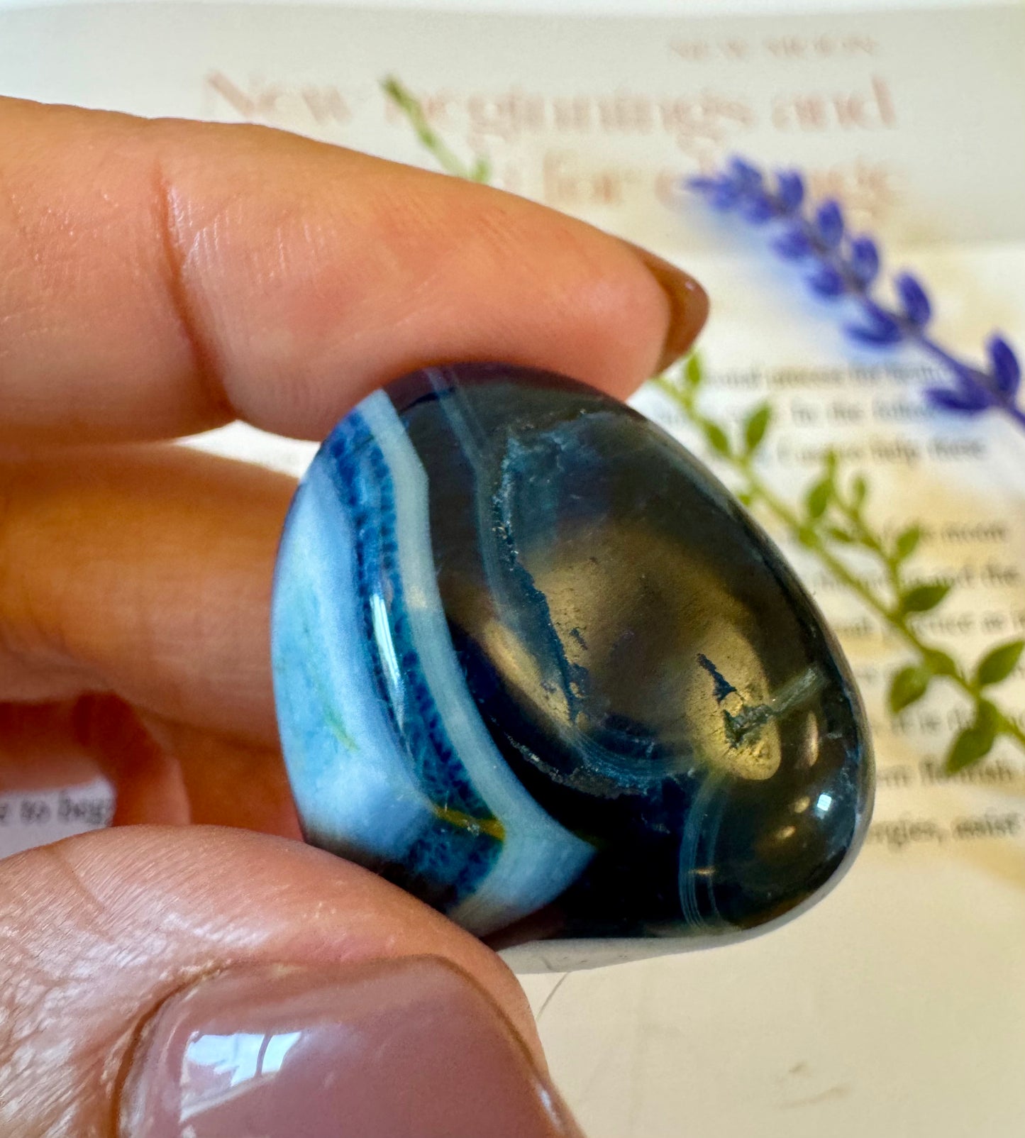 Blue Band Agate Tumblestone