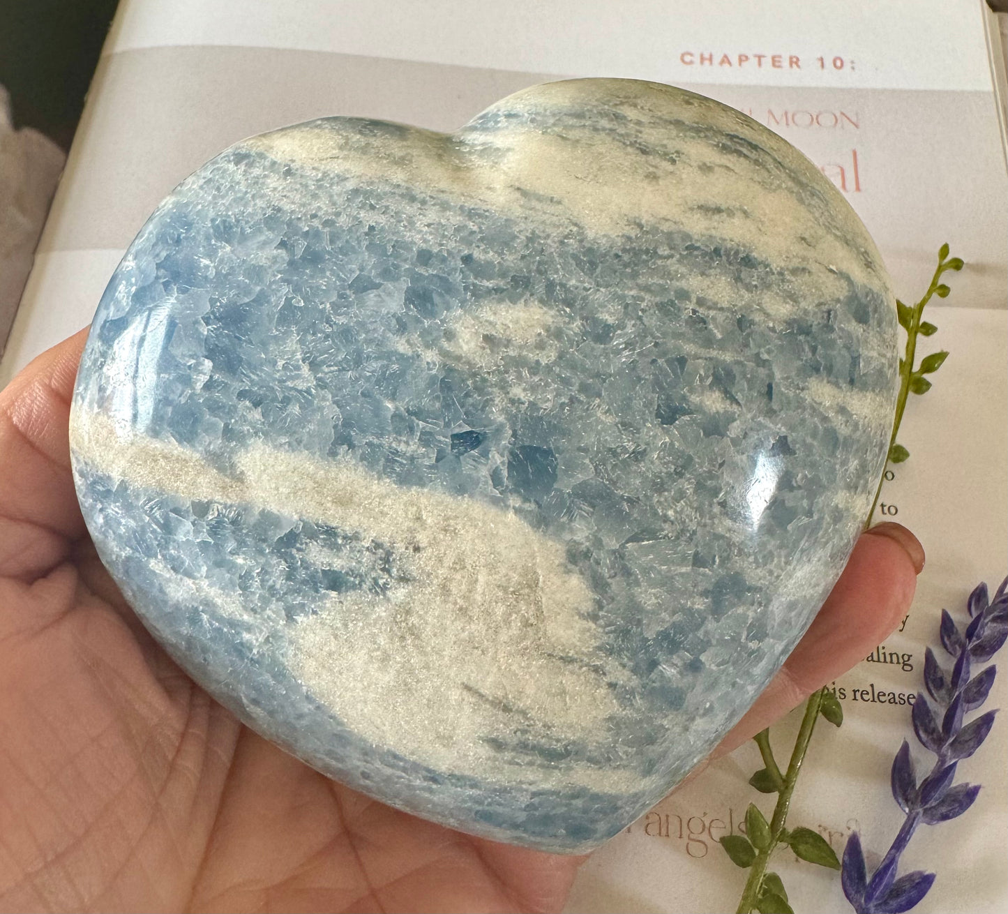 Large Blue Calcite Heart