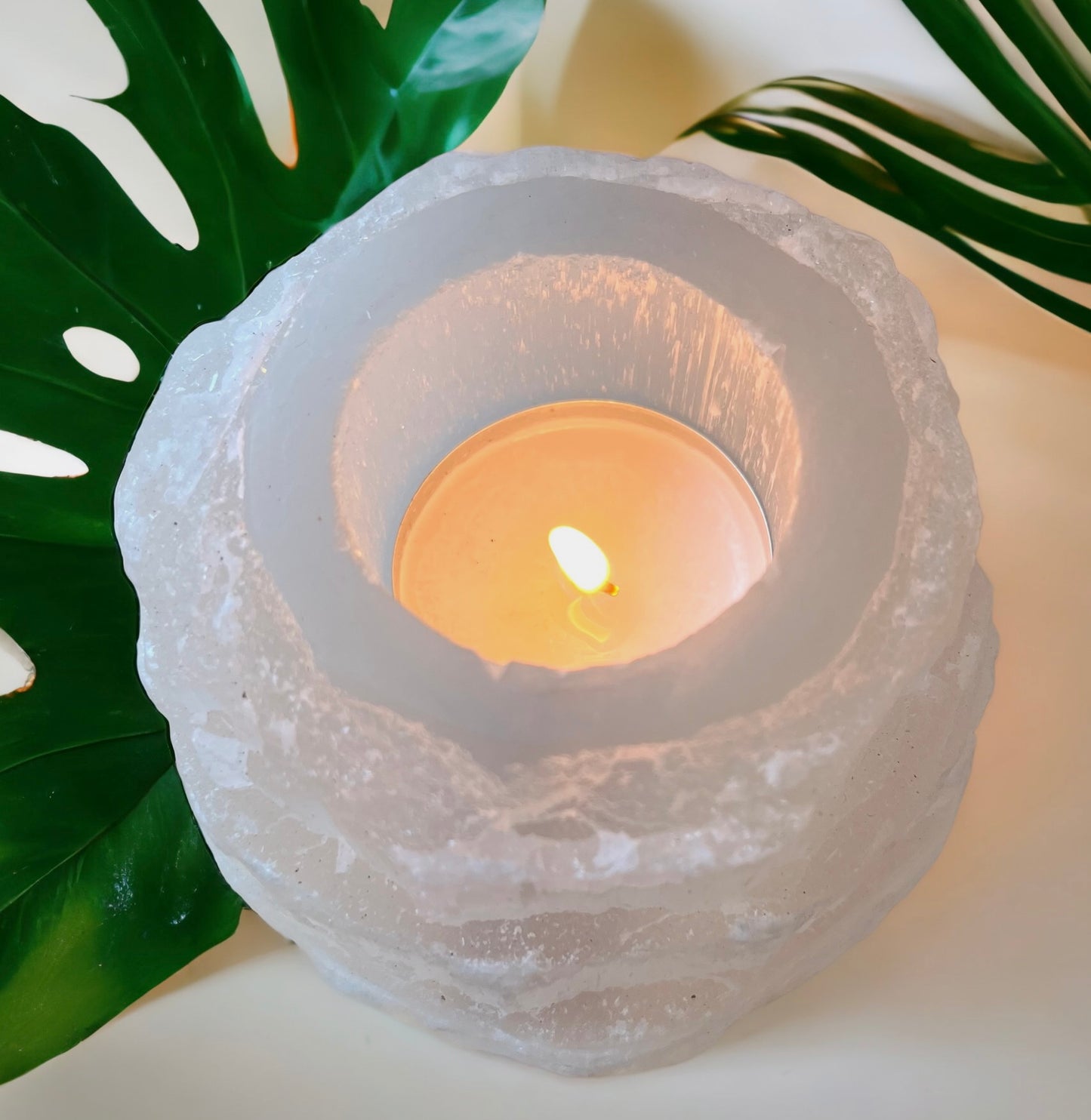 Selenite Tea Light Holder