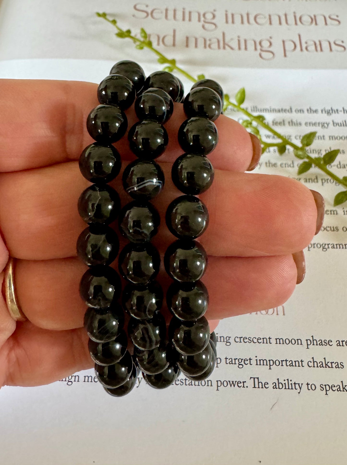 Black Agate Beaded Bracelet