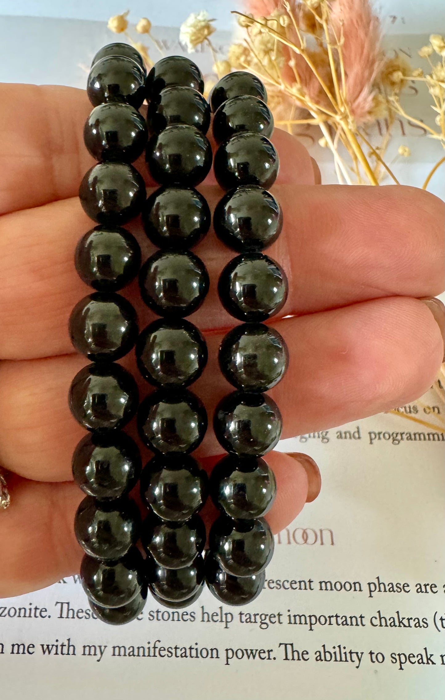 Black Obsidian Beaded Bracelet