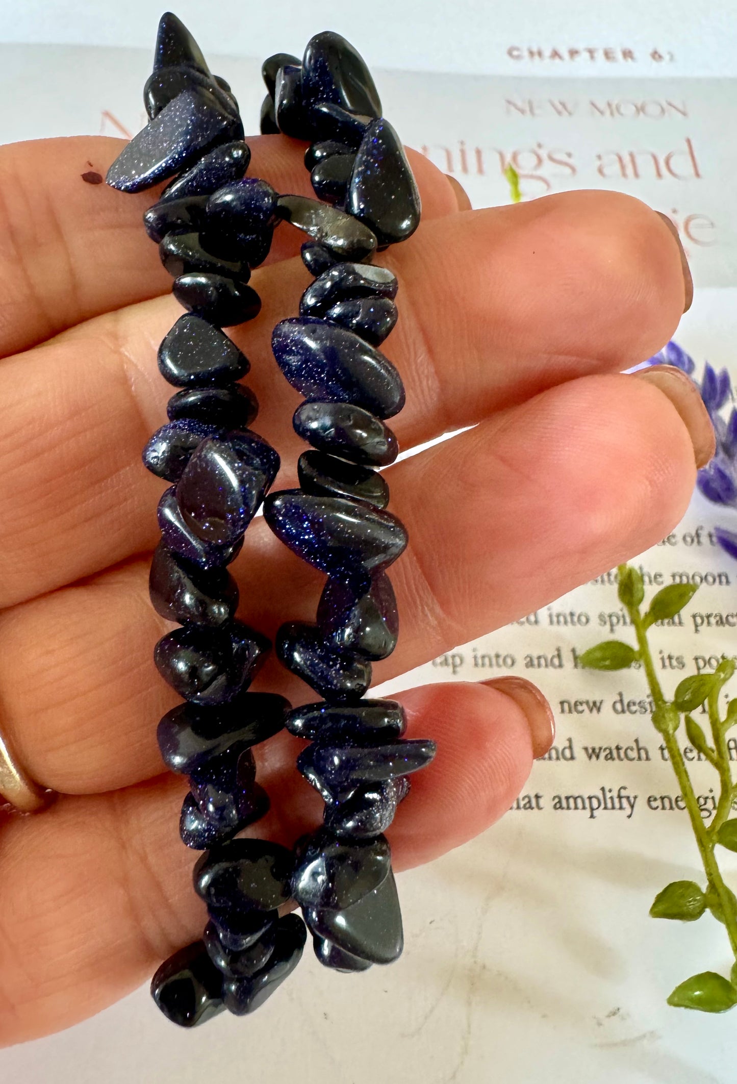 Blue Goldstone Chip Bracelet