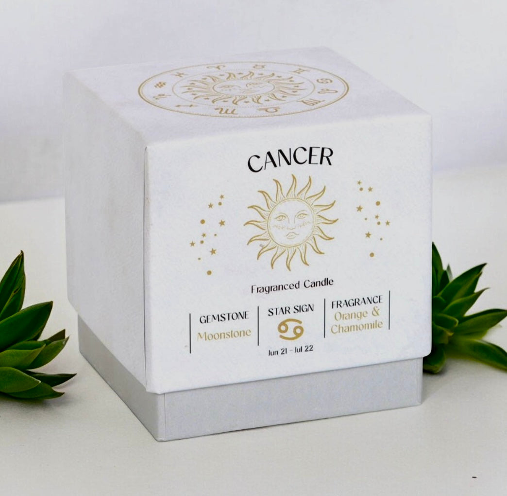 Cancer crystal infused candle