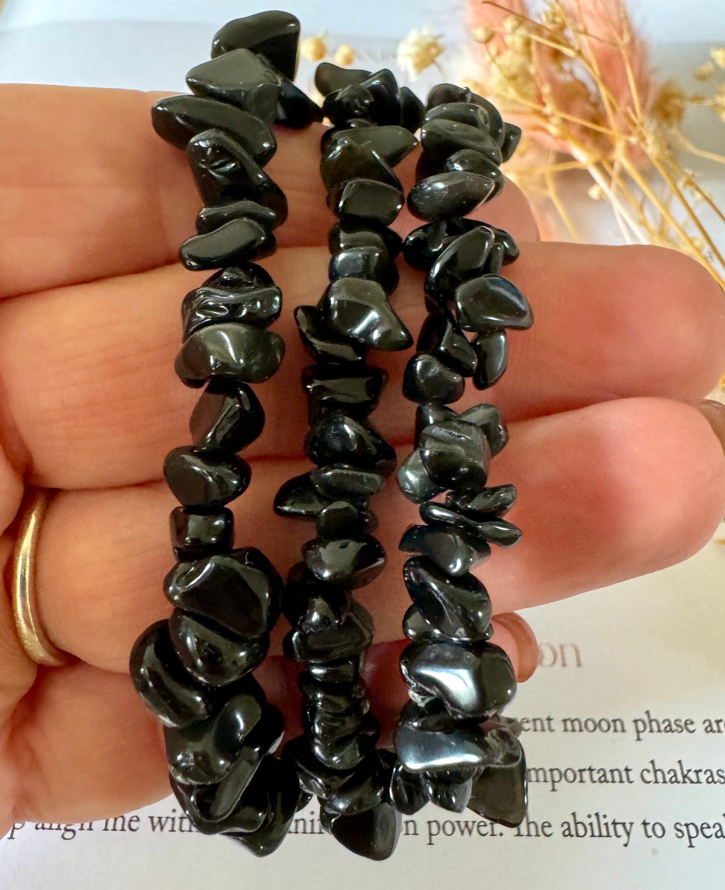 Black Obsidian Chip Bracelet