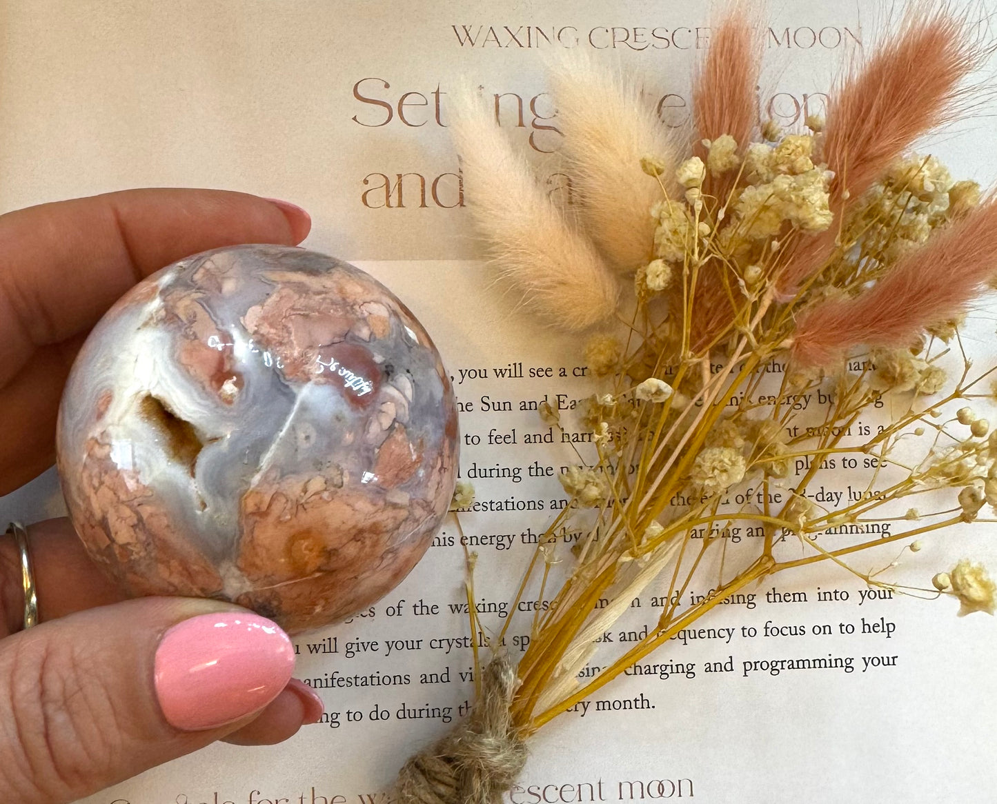 Pink Agate Druzy Sphere