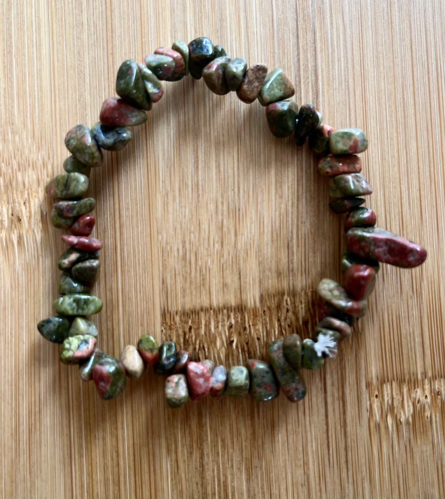 Unakite Jasper Chip Bracelet