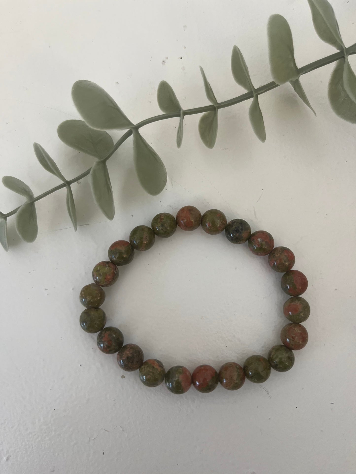 Unakite Jasper Bead Bracelet