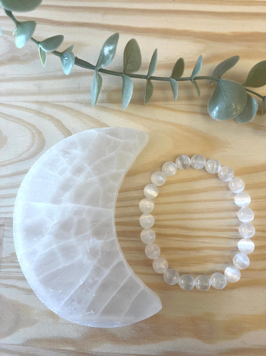 Selenite Bead Bracelet