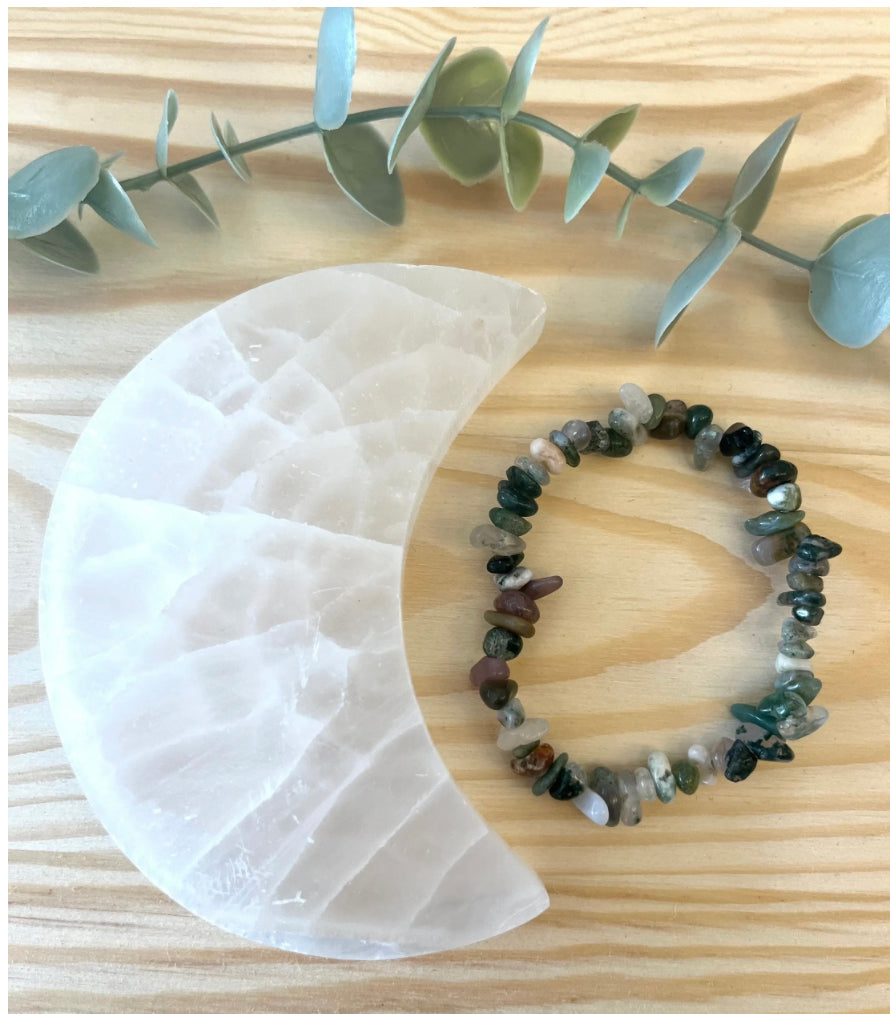 Moss Agate Chip Bracelet