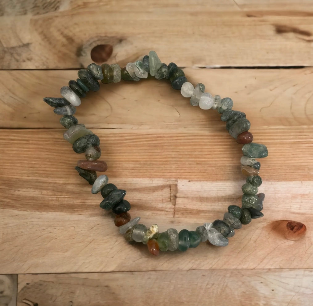 Moss Agate Chip Bracelet