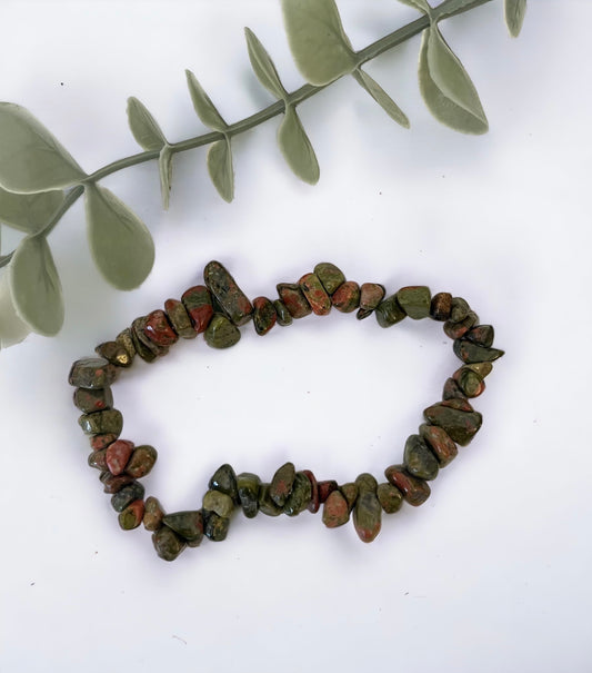 Unakite Jasper Chip Bracelet