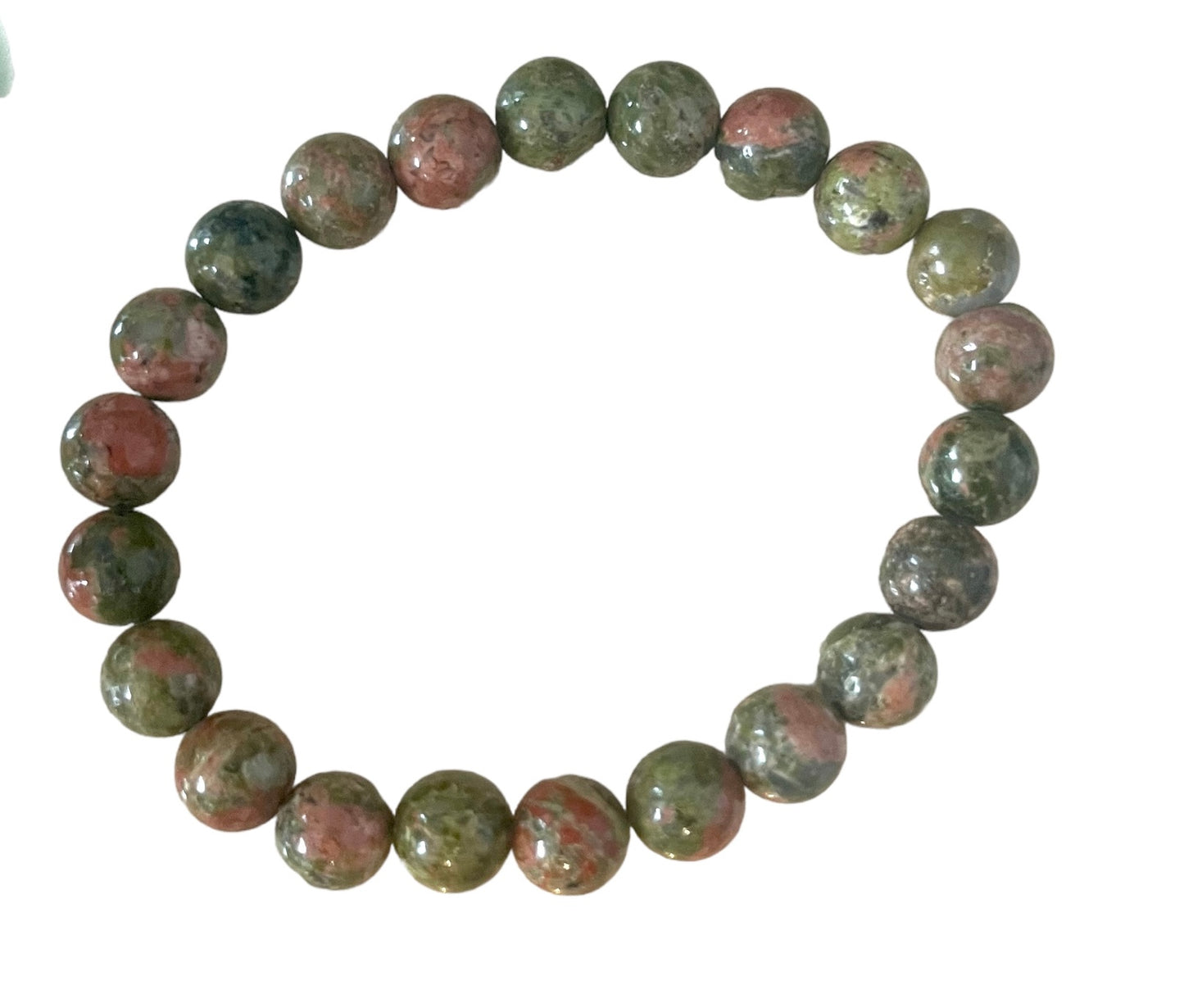 Unakite Jasper Bead Bracelet