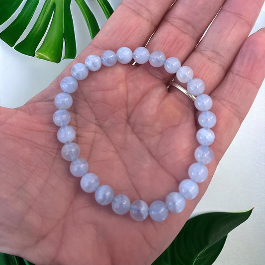 Blue Lace Agate Beaded Bracelet